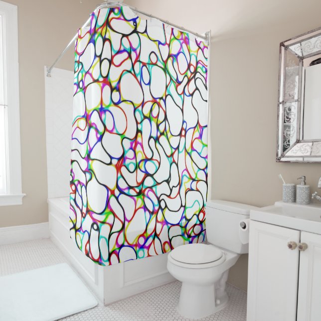 Multi-Color Pattern Shower Curtain (In Situ)