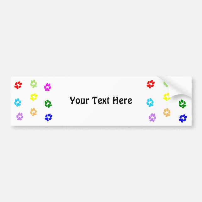 Multi-Color Pawprints Bumper Sticker (Front)