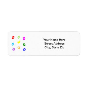 Multi-Color Pawprints Label