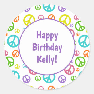 Multi Color Peace Signs Classic Round Sticker