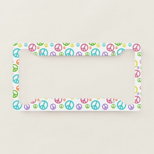 Multi Color Peace Signs License Plate Frame