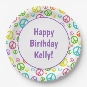 Multi Color Peace Signs Paper Plates