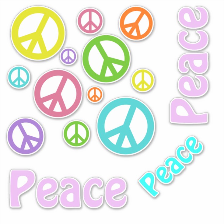 Multi Color Peace Signs Sticker | Zazzle