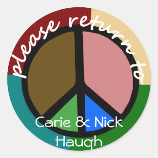 Multi Color Peace Symbol Bookplate