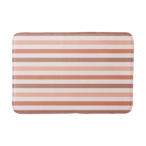 Multi Color Peach and Terra Cotta Stripes Pattern Bath Mat
