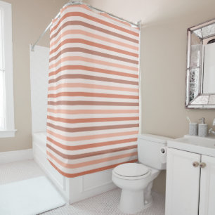 Multi Color Peach and Terra Cotta Stripes Pattern Shower Curtain