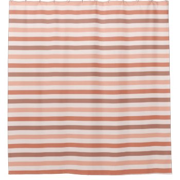 Multi Color Peach And Terra Cotta Stripes Pattern Shower Curtain by whimsydesigns at Zazzle