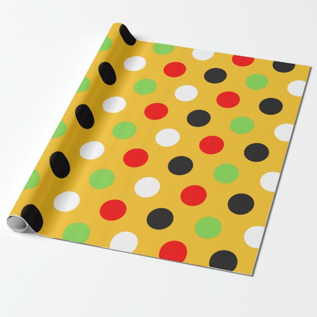 Multi Color Polka Dot Wrapping Paper (Unrolled)
