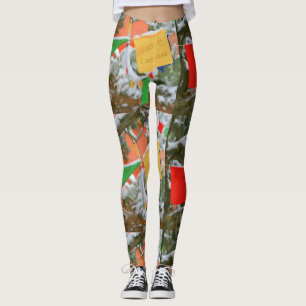 multi-color prayer flags "love continues" leggings