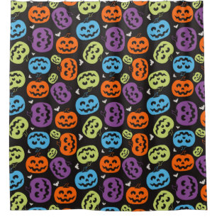 Multi Color Pumpkin Pattern Shower Curtain