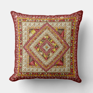 Multi-Color Quilt Block Pattern Accent Throw Pillow
