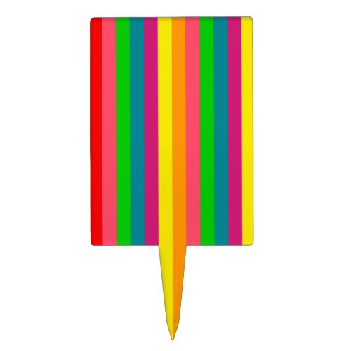 Multi Color Rainbow Vertical Stripes Pattern Cake Topper