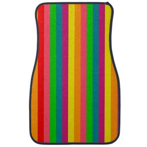 Multi Color Rainbow Vertical Stripes Pattern Car Floor Mat