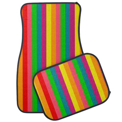 Multi Color Rainbow Vertical Stripes Pattern Car Floor Mat