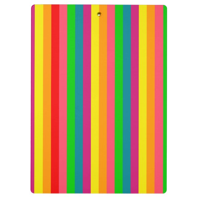 Multi Color Rainbow Vertical Stripes Pattern Clipboard (Back)