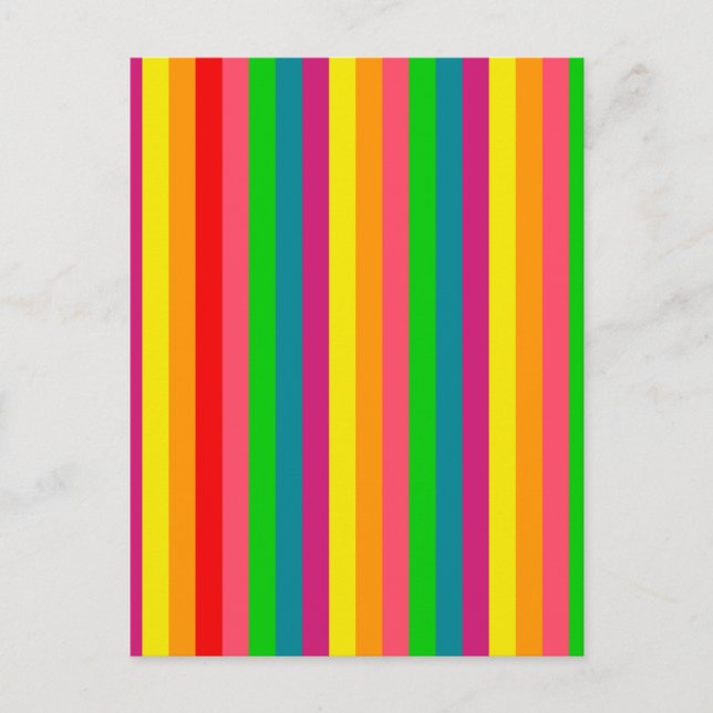 Multi Color Rainbow Vertical Stripes Pattern Postcard (Front)