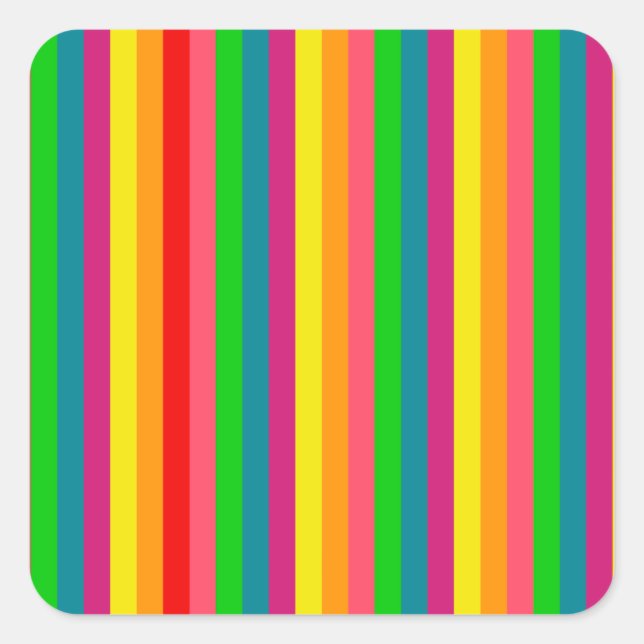Multi Color Rainbow Vertical Stripes Pattern Square Sticker (Front)