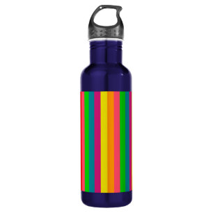 Multi Color Rainbow Vertical Stripes Pattern Stainless Steel Water Bottle