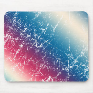 Multi-color Red Blue Scratched Marble Distressed Mouse Pad