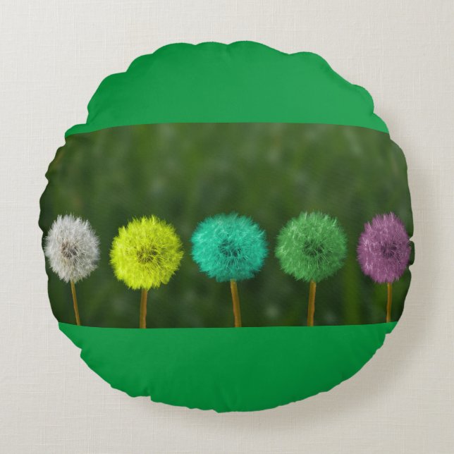 Multi color round throw pillow. round pillow (Front)