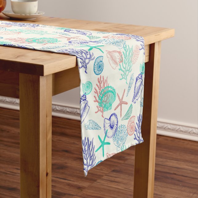 Multi-color Sea Shells Short Table Runner (In Situ)
