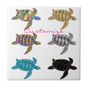 Multi-color Sea Turtles Thunder_Cove Ceramic Tile