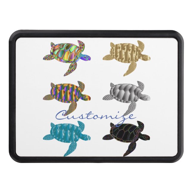 Multi-color Sea Turtles Thunder_Cove Hitch Cover (Front)