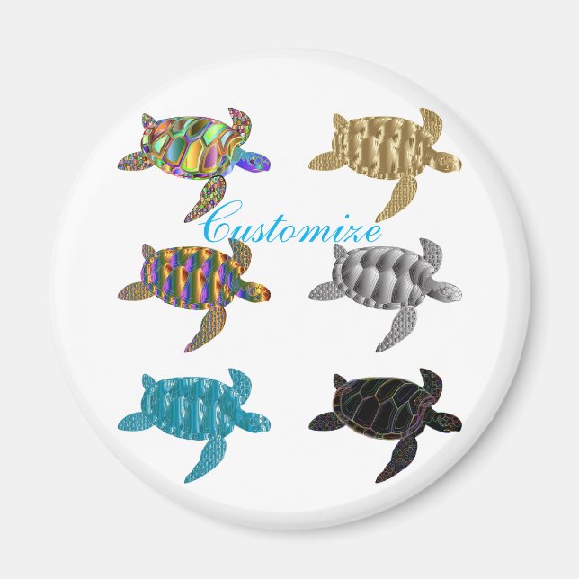 Multi-color Sea Turtles Thunder_Cove Magnet (Front)