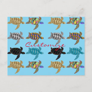 Multi-color Sea Turtles Thunder_Cove Postcard