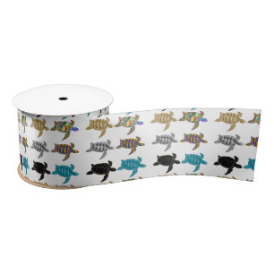 Multi-color Sea Turtles Thunder_Cove Satin Ribbon