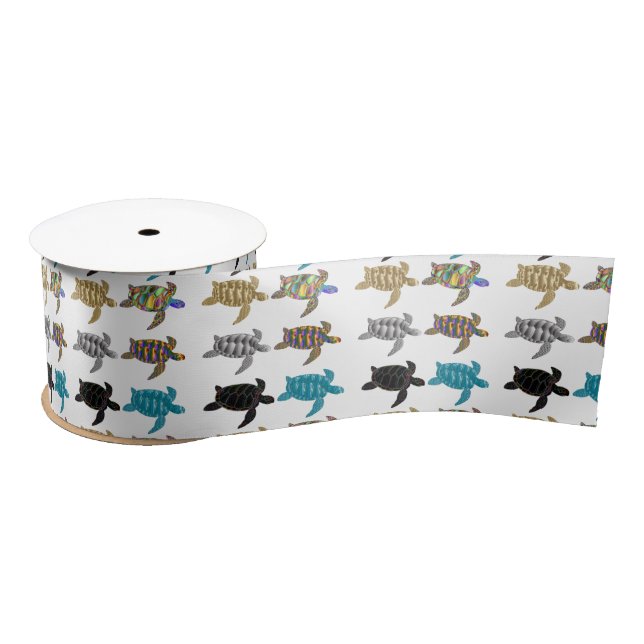 Multi-color Sea Turtles Thunder_Cove Satin Ribbon (Spool)