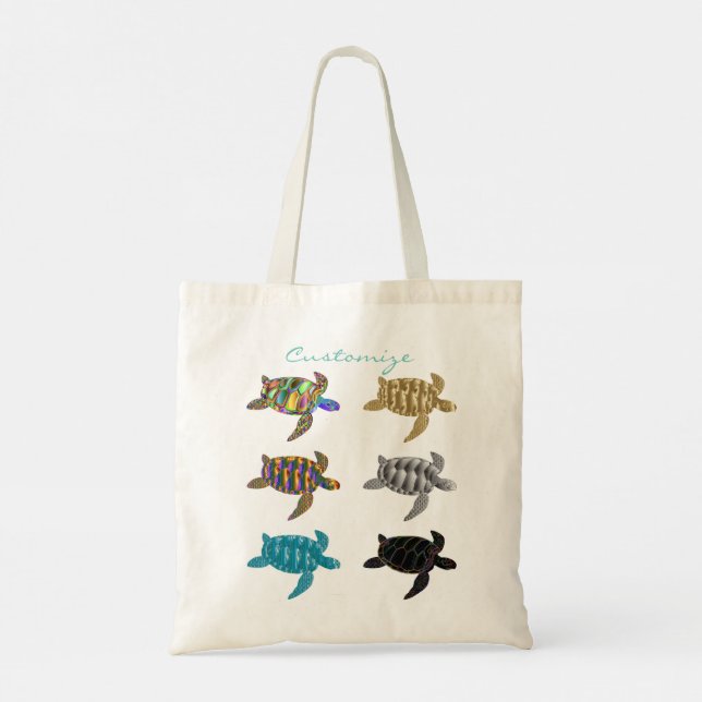 Multi-color Sea Turtles Thunder_Cove Tote Bag (Back)