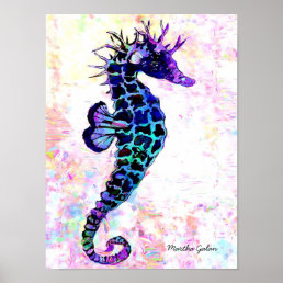 Multi color Seahorse Artist Created Poster Print