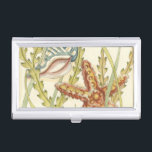 Multi-Color Shell Party Business Card Holder<br><div class="desc">Charikilia Zarris is a talented artist know for her ocean artwork. Her images are peaceful and calm relaxing you with every picture. Get this nautical piece of artwork with a starfish and a Conch shell being the center of it all, bordered with beautiful kelp. This image will look great on...</div>