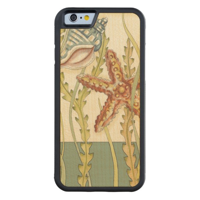 Multi-Color Shell Party Carved Wood iPhone Case (Back)