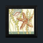 Multi-Color Shell Party Jewelry Box<br><div class="desc">Charikilia Zarris is a talented artist know for her ocean artwork. Her images are peaceful and calm relaxing you with every picture. Get this nautical piece of artwork with a starfish and a Conch shell being the center of it all, bordered with beautiful kelp. This image will look great on...</div>