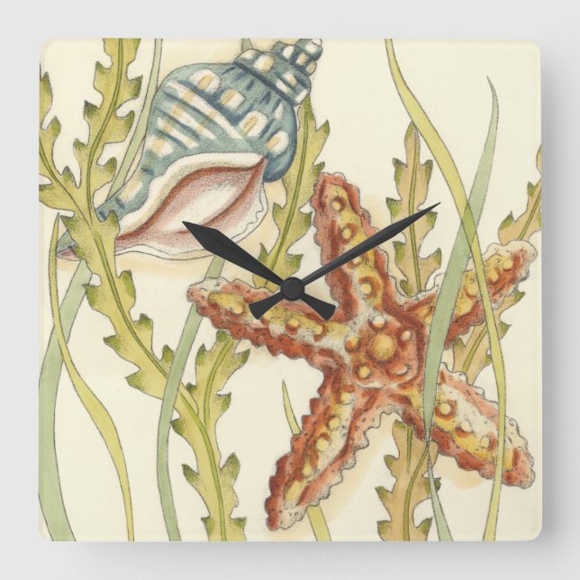 Multi-Color Shell Party Square Wall Clock (Front)