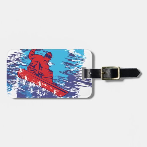 Multi Color Snowboarder Cathching High Snow Drifts Luggage Tag
