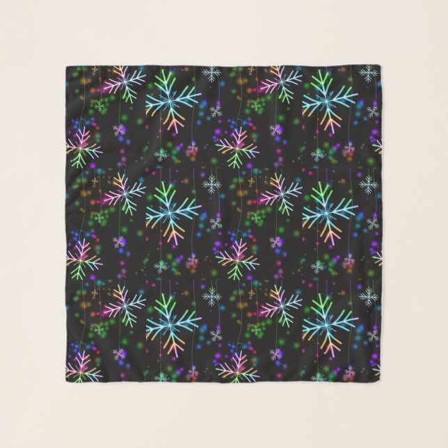 Multi Color Snowflakes Chiffon Scarf (Front)