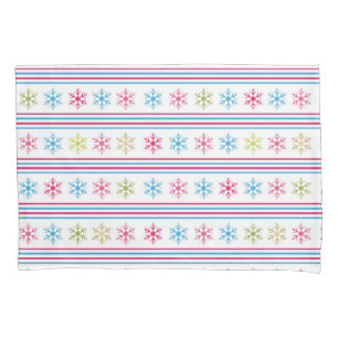 Multi Color Snowflakes Pillow Case