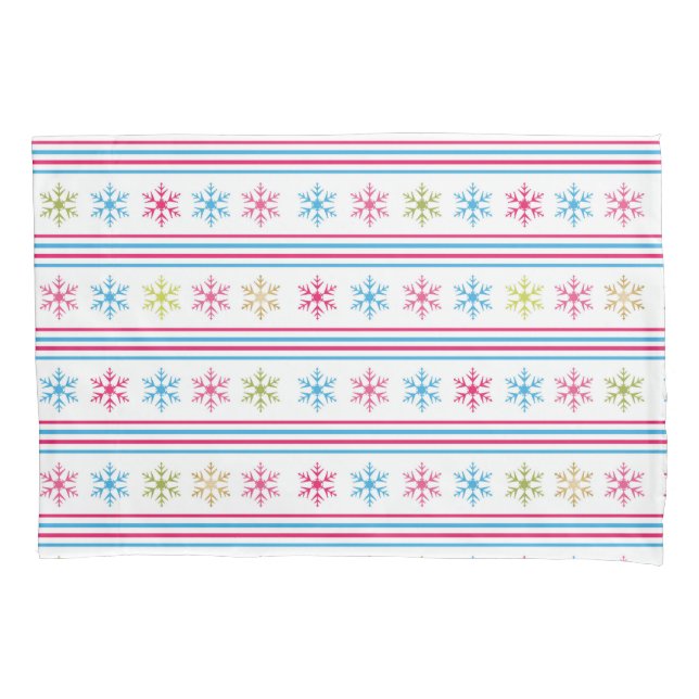 Multi Color Snowflakes Pillow Case (Front)