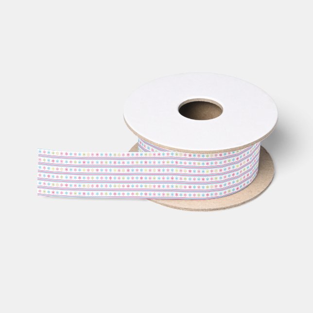 Multi Color Snowflakes Satin Ribbon (Spool)
