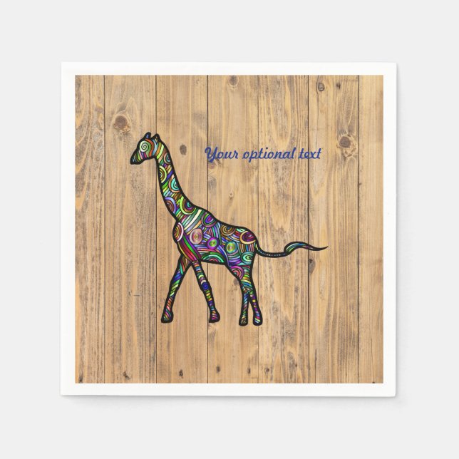 Multi Color Spiral Giraffe Party Napkins (Front)