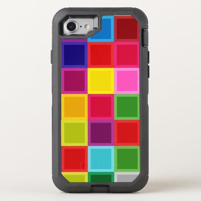 Multi Color Square iPhone 7 OtterBox Defender Case (Back)