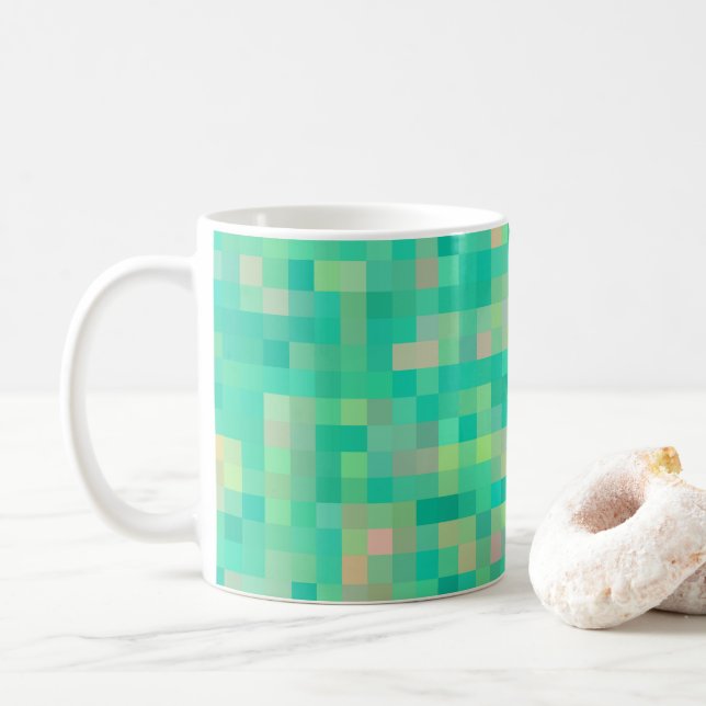 Multi-Color Square Pattern Coffee Mug (With Donut)