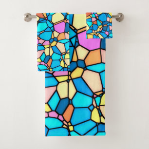 Multi-Color Stained Glass  Bath Towel Set