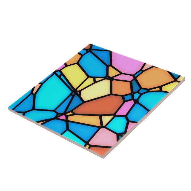 Multi-Color Stained Glass  Ceramic Tile (Side)