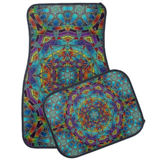 Multi-Color Stained Glass Design Set of 4 Car Mats