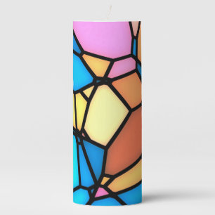 Multi-Color Stained Glass Pillar Candle
