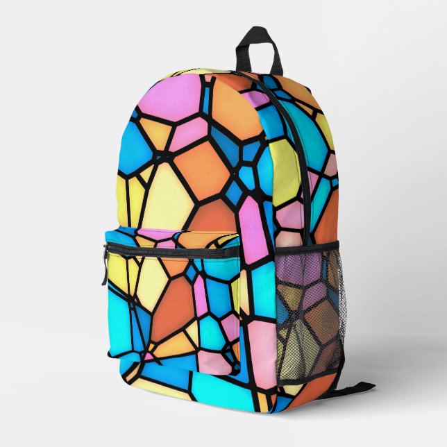Multi-Color Stained Glass  Printed Backpack (Back Corner Right)